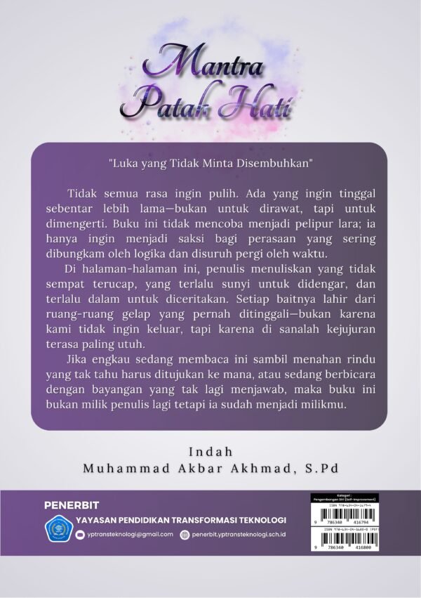Cover Belakang Mantra Patah Hati