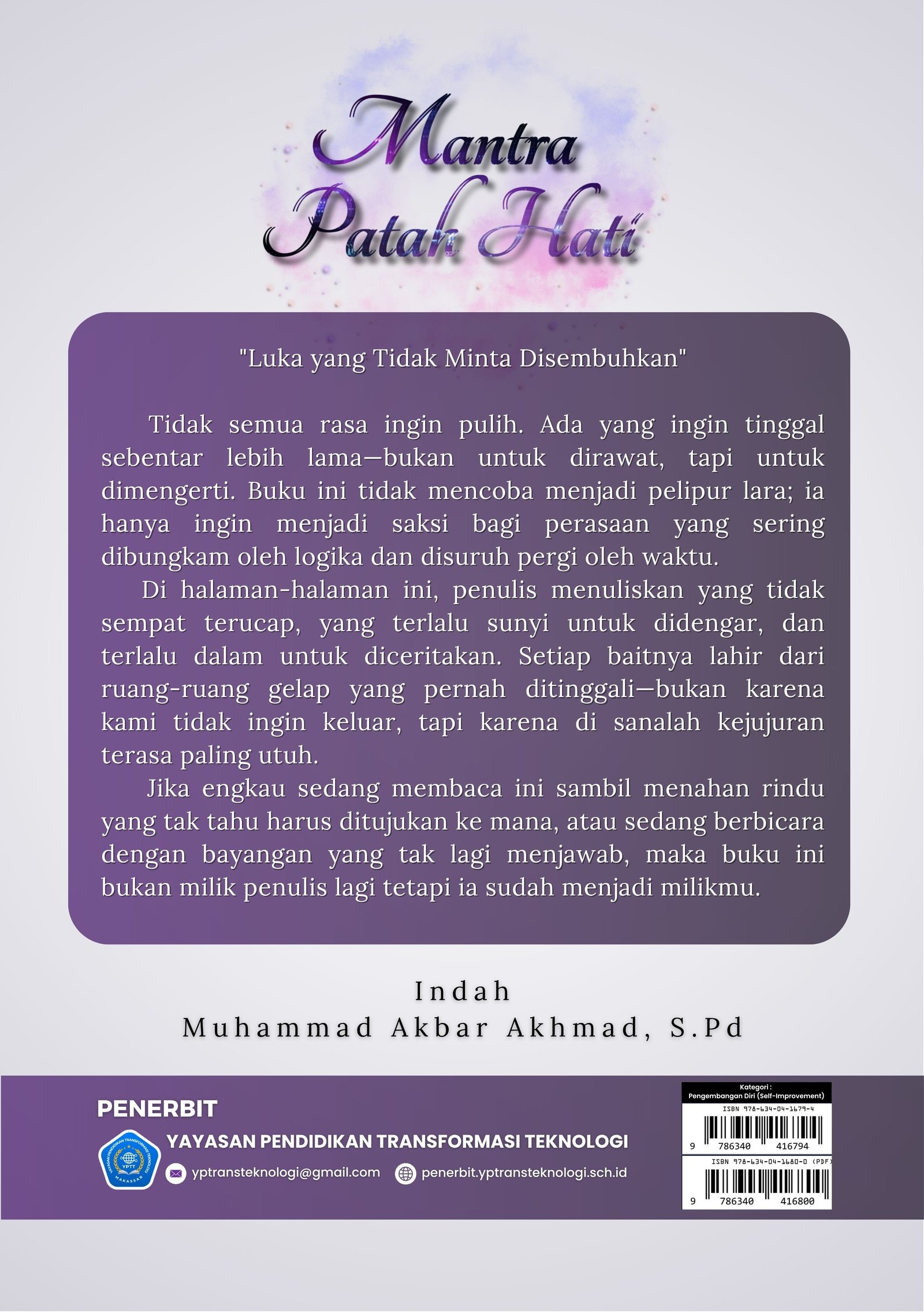 Cover Belakang Mantra Patah Hati